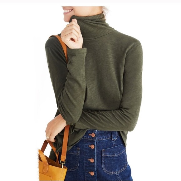 Madewell Tops - Madewell | Turtleneck Moss Green Whisper Cotton Sm
